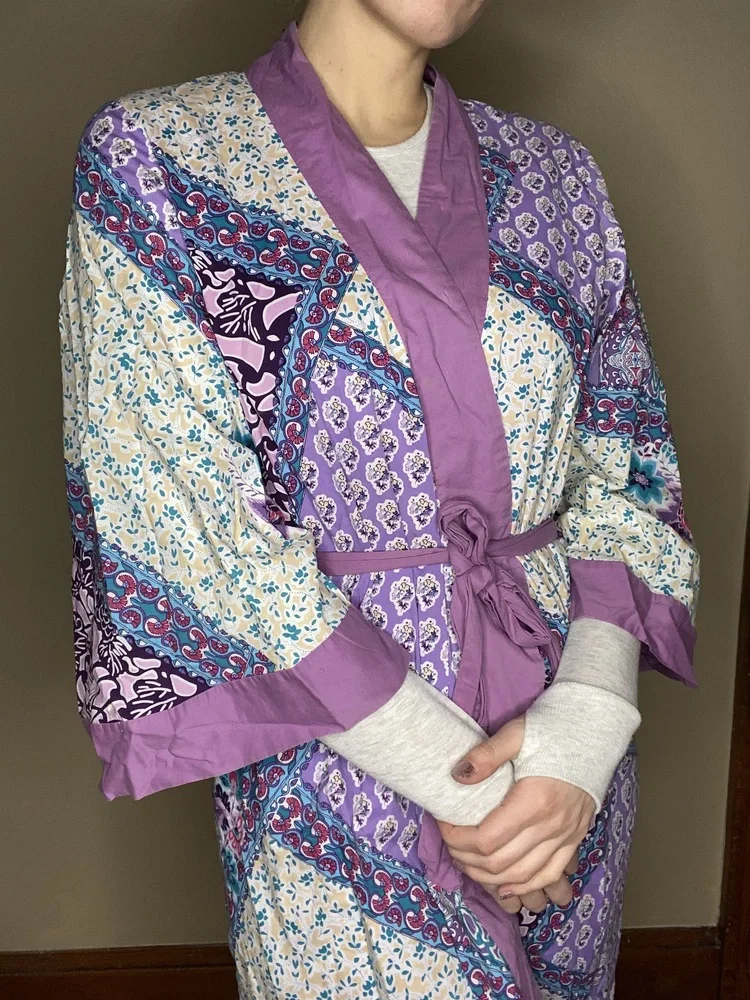 Soft Surroundings Purple Patchwork Robe - Picture 5 of 13